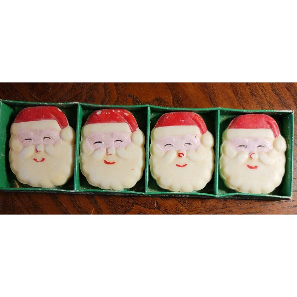 Vintage Santa Soap, 4 pack. Original Tray